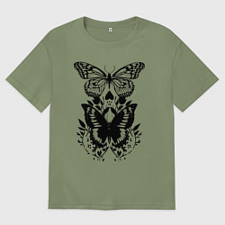 Футболка оверсайз мужская Две бабочки - татуировка, цвет: авокадо