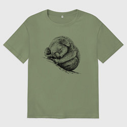 Футболка оверсайз мужская Коала спит, цвет: авокадо