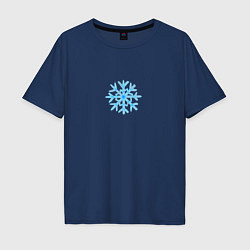 Мужская футболка оверсайз Голубая новогодняя снежинка