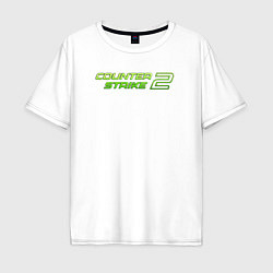 Футболка оверсайз мужская Counter strike 2 green logo, цвет: белый