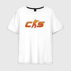 Футболка оверсайз мужская CS 2 orange logo, цвет: белый