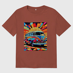 Футболка оверсайз мужская В машине на отдых, цвет: кирпичный