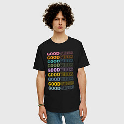 Футболка оверсайз мужская Good vibes, цвет: черный — фото 2