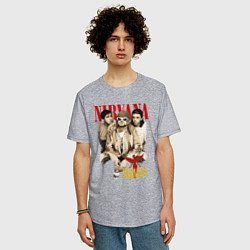 Футболка оверсайз мужская Nirvana rock band, цвет: меланж — фото 2