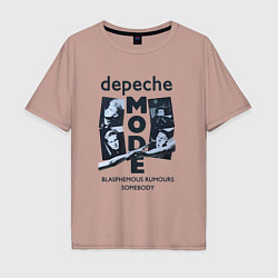 Футболка оверсайз мужская Depeche Mode - Blasphemous rumours somebody, цвет: пыльно-розовый