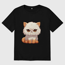 Футболка оверсайз мужская Злой пушистый кот, цвет: черный