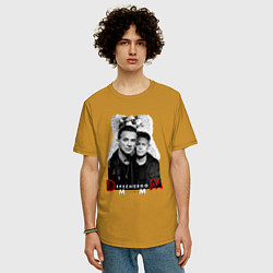 Футболка оверсайз мужская Depeche Mode - Dave Gahan and Martin Gore, цвет: горчичный — фото 2