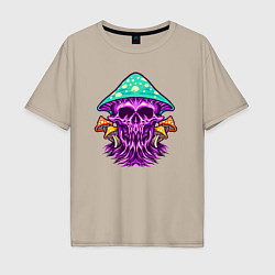 Мужская футболка оверсайз Mushroom skull