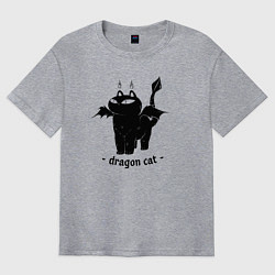 Футболка оверсайз мужская Black dragon cat, цвет: меланж