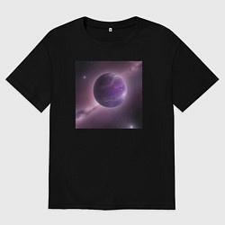 Футболка оверсайз мужская Планета фиолет, цвет: черный