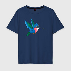 Футболка оверсайз мужская Синяя колибри, цвет: тёмно-синий