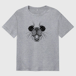 Футболка оверсайз мужская Морда морского котика в очках, цвет: меланж