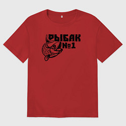 Футболка оверсайз мужская Рыбак 1, цвет: красный