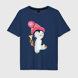 Мужская футболка оверсайз Пингвин с трубой