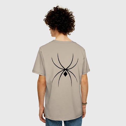 Мужская футболка оверсайз Черный паук минимал / Миндальный – фото 4