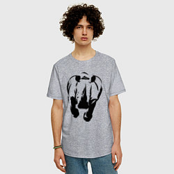 Футболка оверсайз мужская Носорог атакует, цвет: меланж — фото 2