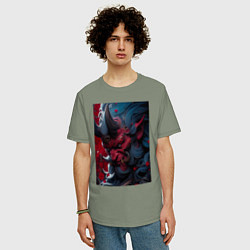 Футболка оверсайз мужская Японский монстр, цвет: авокадо — фото 2