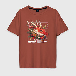 Мужская футболка оверсайз Christmas red dragon