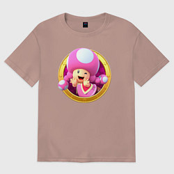 Футболка оверсайз мужская Тоад девочка значок, цвет: пыльно-розовый