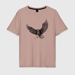 Футболка оверсайз мужская Орёл машет крыльями, цвет: пыльно-розовый