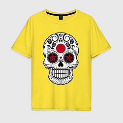 Футболка оверсайз мужская Japan skull, цвет: желтый