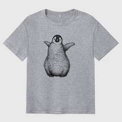 Футболка оверсайз мужская Пингвинёнок анфас, цвет: меланж