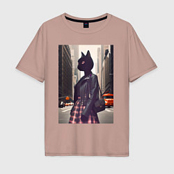 Мужская футболка оверсайз Cat fashionista - New York - ai art