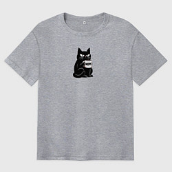 Футболка оверсайз мужская Кот говорит nope, цвет: меланж