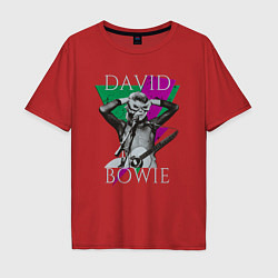 Футболка оверсайз мужская David Bowie hand goggles, цвет: красный