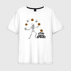 Футболка оверсайз мужская Stay spooky, цвет: белый