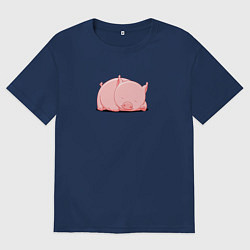 Мужская футболка оверсайз Мультяшный хряк спит