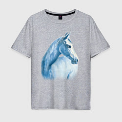 Футболка оверсайз мужская Голубая лошадь, цвет: меланж