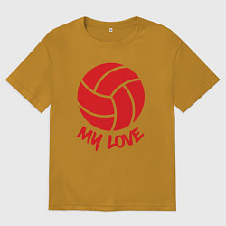 Футболка оверсайз мужская Volleyball my love, цвет: горчичный