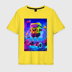 Мужская футболка оверсайз Sponge Bob on a gyro scooter - ai art