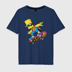 Футболка оверсайз мужская Bart Simpson on a skateboard - extreme, цвет: тёмно-синий