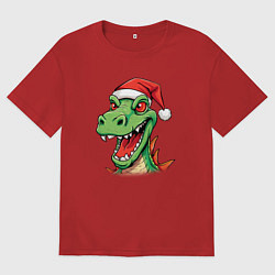 Футболка оверсайз мужская Новогодний малыш-дракон, цвет: красный