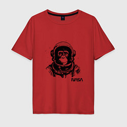 Футболка оверсайз мужская Астронавт обезьяна nasa, цвет: красный