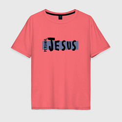 Футболка оверсайз мужская Depeche Mode - personal jesus logo, цвет: коралловый