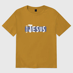 Футболка оверсайз мужская Depeche Mode - personal jesus logo, цвет: горчичный