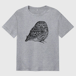 Футболка оверсайз мужская Сова с прищуром, цвет: меланж