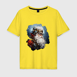 Футболка оверсайз мужская Санта Клаус стимпанк, цвет: желтый