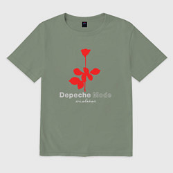 Футболка оверсайз мужская Depeche Mode - Violator rose logo, цвет: авокадо