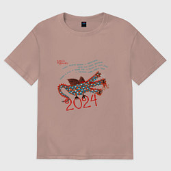 Мужская футболка оверсайз Новый год с русским драконом