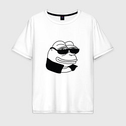 Мужская футболка оверсайз Лягушонок пепе в очках мем