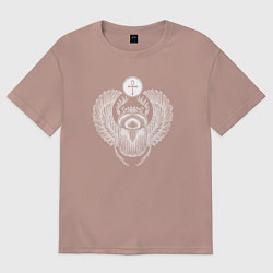 Футболка оверсайз мужская Жук-скарабей египетский, цвет: пыльно-розовый