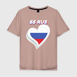 Футболка оверсайз мужская 55 регион Омская область, цвет: пыльно-розовый