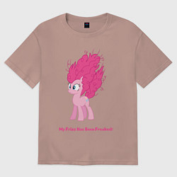 Футболка оверсайз мужская Пинки Пай с гривой дыбом, цвет: пыльно-розовый