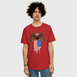 Футболка оверсайз мужская США орёл, цвет: красный — фото 2