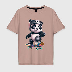 Футболка оверсайз мужская Cool panda on a skateboard - extreme, цвет: пыльно-розовый