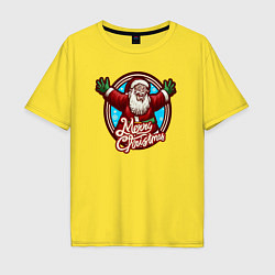 Футболка оверсайз мужская Радостный Санта, цвет: желтый